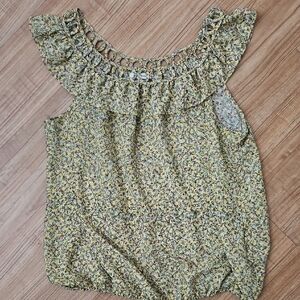 Women's Yellow Flowered Sleeveless Light Weight Top Size XL